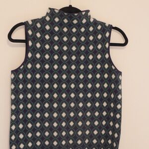 Tahari Anthropology Style Mock Neck Top - Navy/Teal